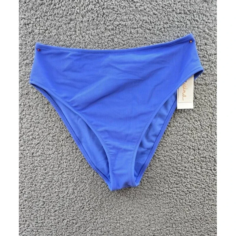 Raisins Indo High Waist Cheeky Bikini Brief Bottoms Juniors' XL Blue Pull On